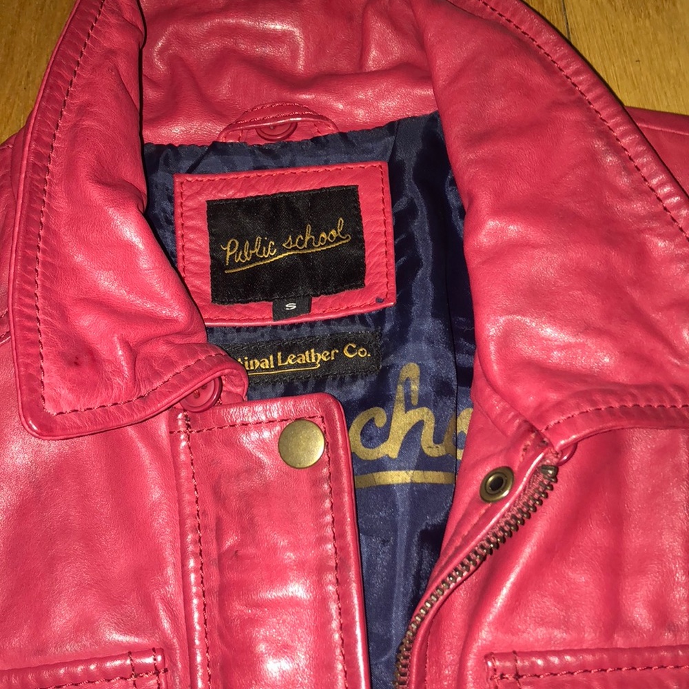 Public School NY Dark Pink/Red Leather Jacket